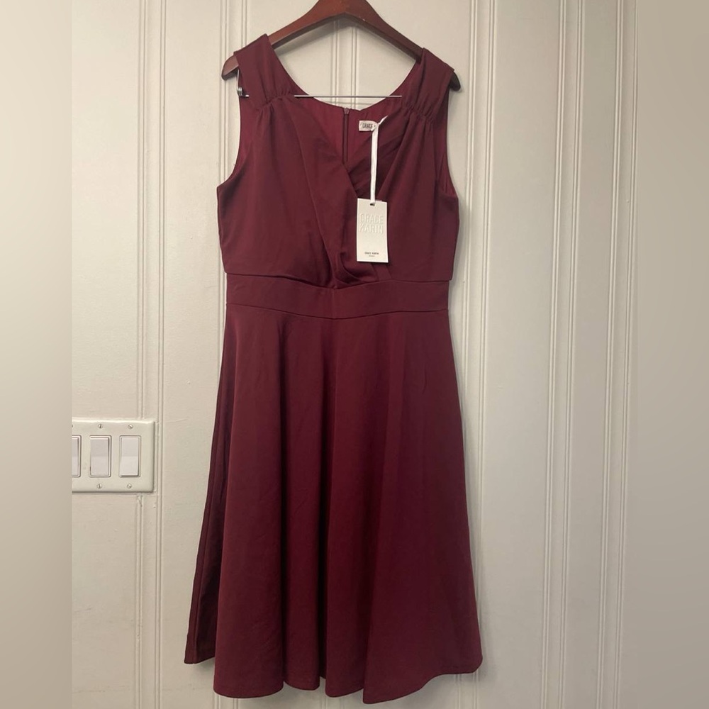 Grace Karin| Deep Red Midi Dress